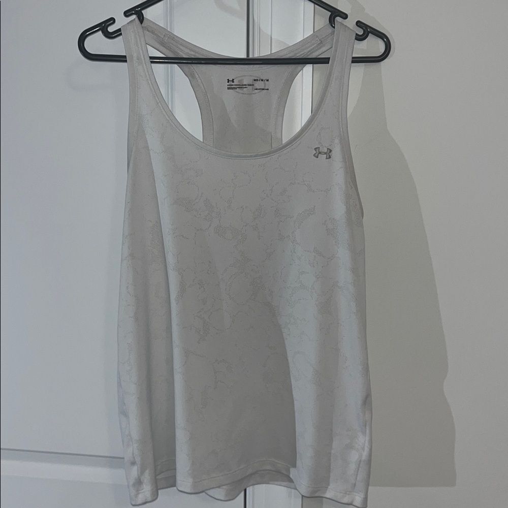 UA Under Armour Muscle Shirt Tank Sleeveless racerback T shirt MD White Camo